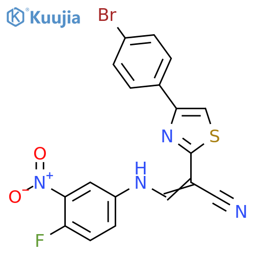 (2Z)-2-4-(4-bromophenyl)-1,3-thiazol-2-yl-3-(4-fluoro-3-nitrophenyl)aminoprop-2-enenitrile structure