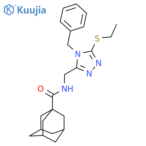 N-{4-benzyl-5-(ethylsulfanyl)-4H-1,2,4-triazol-3-ylmethyl}adamantane-1-carboxamide structure