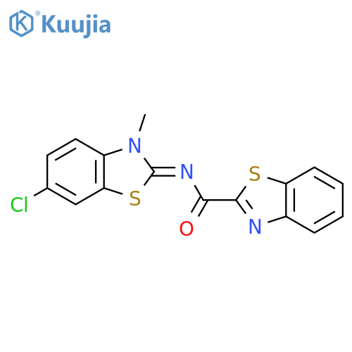 N-(2Z)-6-chloro-3-methyl-2,3-dihydro-1,3-benzothiazol-2-ylidene-1,3-benzothiazole-2-carboxamide structure