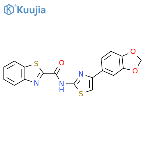 N-4-(2H-1,3-benzodioxol-5-yl)-1,3-thiazol-2-yl-1,3-benzothiazole-2-carboxamide structure
