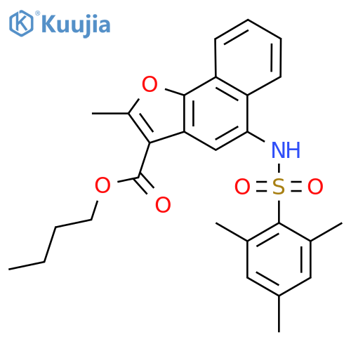 butyl 2-methyl-5-(2,4,6-trimethylbenzenesulfonamido)naphtho1,2-bfuran-3-carboxylate structure