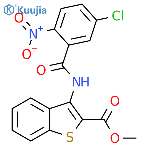 methyl 3-(5-chloro-2-nitrobenzamido)-1-benzothiophene-2-carboxylate structure
