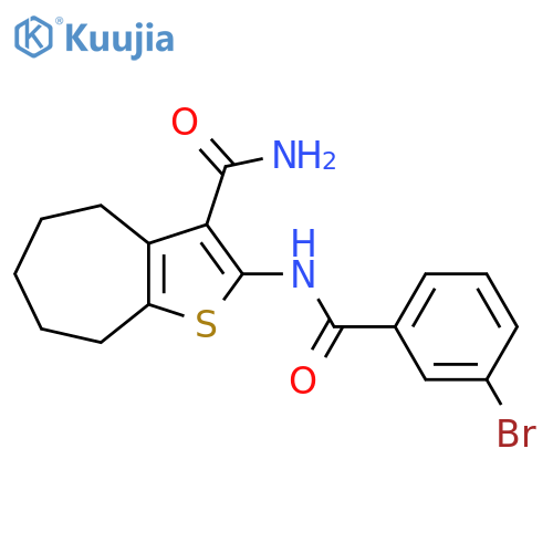 2-(3-bromobenzamido)-4H,5H,6H,7H,8H-cycloheptabthiophene-3-carboxamide structure