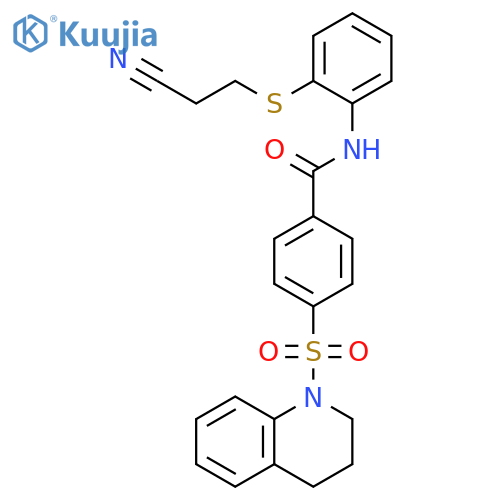 N-{2-(2-cyanoethyl)sulfanylphenyl}-4-(1,2,3,4-tetrahydroquinoline-1-sulfonyl)benzamide structure