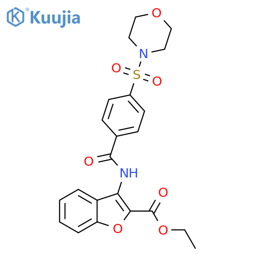 ethyl 3-[4-(morpholine-4-sulfonyl)benzamido]-1-benzofuran-2-carboxylate structure