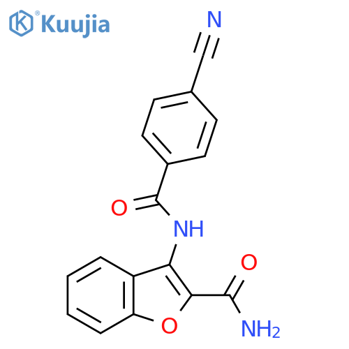 3-(4-cyanobenzamido)-1-benzofuran-2-carboxamide structure