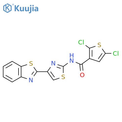 N-[4-(1,3-benzothiazol-2-yl)-1,3-thiazol-2-yl]-2,5-dichlorothiophene-3-carboxamide structure