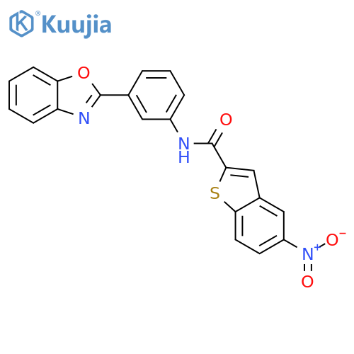 N-[3-(1,3-benzoxazol-2-yl)phenyl]-5-nitro-1-benzothiophene-2-carboxamide structure