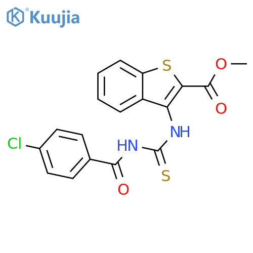 methyl 3-({[(4-chlorophenyl)formamido]methanethioyl}amino)-1-benzothiophene-2-carboxylate structure