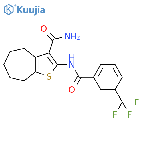2-3-(trifluoromethyl)benzamido-4H,5H,6H,7H,8H-cycloheptabthiophene-3-carboxamide structure