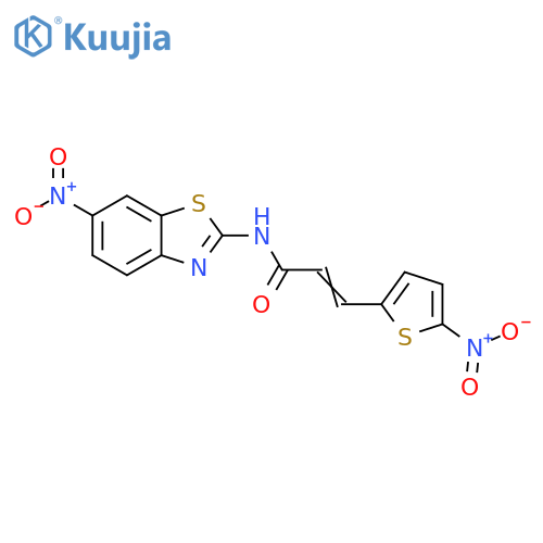 (2E)-N-(6-nitro-1,3-benzothiazol-2-yl)-3-(5-nitrothiophen-2-yl)prop-2-enamide structure