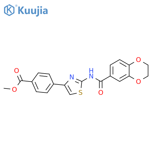 methyl 4-2-(2,3-dihydro-1,4-benzodioxine-6-amido)-1,3-thiazol-4-ylbenzoate structure