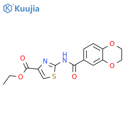 ethyl 2-(2,3-dihydro-1,4-benzodioxine-6-amido)-1,3-thiazole-4-carboxylate structure