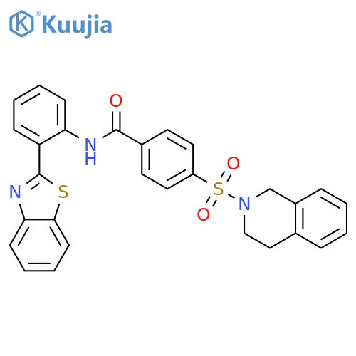 N-2-(1,3-benzothiazol-2-yl)phenyl-4-(1,2,3,4-tetrahydroisoquinoline-2-sulfonyl)benzamide structure