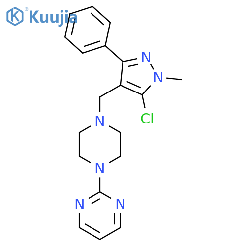 2-{4-[(5-chloro-1-methyl-3-phenyl-1H-pyrazol-4-yl)methyl]piperazino}pyrimidine structure