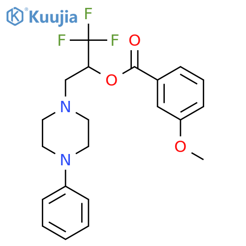 2,2,2-Trifluoro-1-[(4-phenylpiperazino)methyl]ethyl 3-methoxybenzenecarboxylate structure