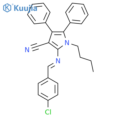 1-butyl-2-[(E)-[(4-chlorophenyl)methylidene]amino]-4,5-diphenyl-1H-pyrrole-3-carbonitrile structure