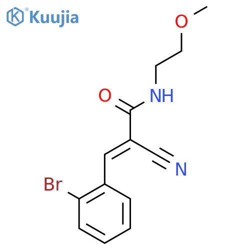 3-(2-bromophenyl)-2-cyano-N-(2-methoxyethyl)prop-2-enamide structure