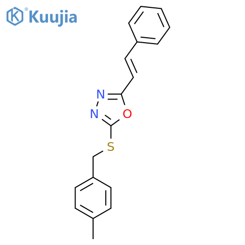 2-{[(4-methylphenyl)methyl]sulfanyl}-5-[(E)-2-phenylethenyl]-1,3,4-oxadiazole structure