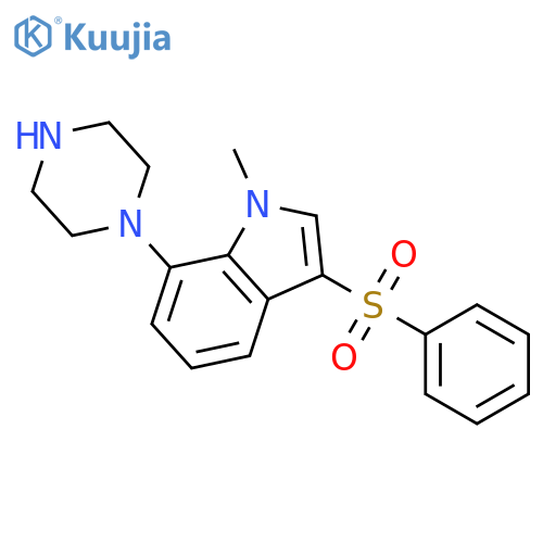 1H-Indole, 1-methyl-3-(phenylsulfonyl)-7-(1-piperazinyl)- structure