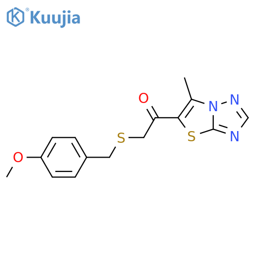 2-[(4-Methoxybenzyl)sulfanyl]-1-(6-methyl[1,3]thiazolo[3,2-b][1,2,4]triazol-5-yl)-1-ethanone structure