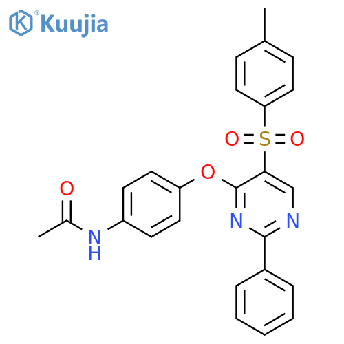 N-[4-((5-[(4-METHYLPHENYL)SULFONYL]-2-PHENYL-4-PYRIMIDINYL)OXY)PHENYL]ACETAMIDE structure
