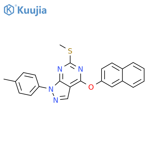 1-(4-METHYLPHENYL)-6-(METHYLSULFANYL)-1H-PYRAZOLO[3,4-D]PYRIMIDIN-4-YL 2-NAPHTHYL ETHER structure