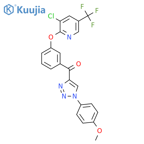 [3-[3-Chloro-5-(trifluoromethyl)pyridin-2-yl]oxyphenyl]-[1-(4-methoxyphenyl)triazol-4-yl]methanone structure