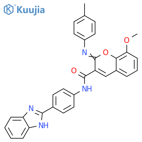 (2Z)-N-[4-(1H-1,3-benzodiazol-2-yl)phenyl]-8-methoxy-2-[(4-methylphenyl)imino]-2H-chromene-3-carboxamide structure