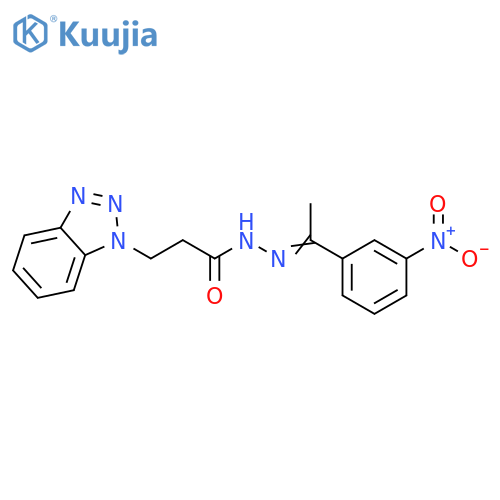 3-(1H-1,2,3-benzotriazol-1-yl)-N'-[(1Z)-1-(3-nitrophenyl)ethylidene]propanehydrazide structure