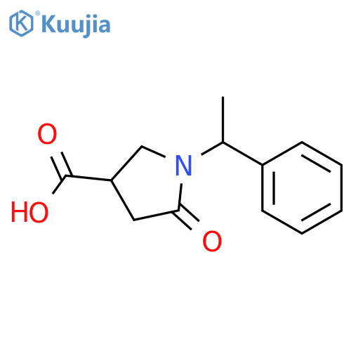 5-oxo-1-(1-phenylethyl)-3-pyrrolidinecarboxylic acid structure