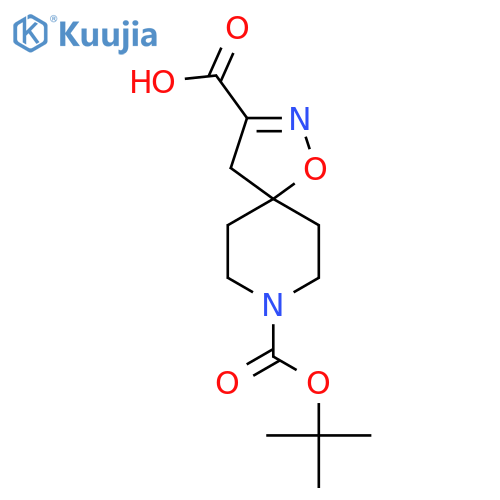 8-tert-butoxycarbonyl-1-oxa-2,8-diazaspiro[4.5]dec-2-ene-3-carboxylic acid structure