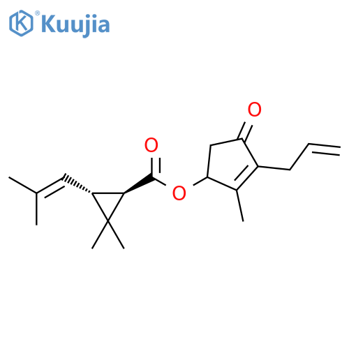 Cyclopropanecarboxylic acid, 2,2-dimethyl-3-(2-methyl-1-propen-1-yl)-, 2-methyl-4-oxo-3-(2-propen-1-yl)-2-cyclopenten-1-yl ester, (1R,3R)-rel- structure