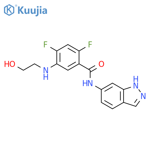 BENZAMIDE, 2,4-DIFLUORO-5-[(2-HYDROXYETHYL)AMINO]-N-1H-INDAZOL-6-YL- structure