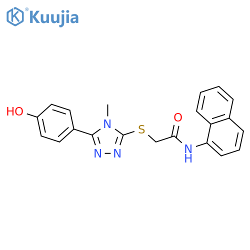 <br>2-[5-(4-Hydroxy-phenyl)-4-methyl-4H-[1,2,4]triazol-3-ylsulfanyl]-N-naphthal en-1-yl-acetamide structure