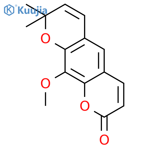 10-methoxy-8,8-dimethyl-2H,8H-pyrano[3,2-g]chromen-2-one structure