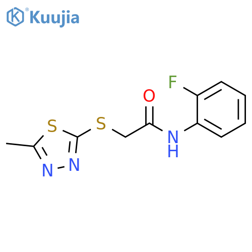 N-(2-fluorophenyl)-2-[(5-methyl-1,3,4-thiadiazol-2-yl)sulfanyl]acetamide structure