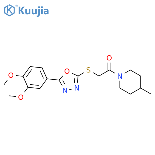 2-{[5-(3,4-dimethoxyphenyl)-1,3,4-oxadiazol-2-yl]sulfanyl}-1-(4-methylpiperidin-1-yl)ethan-1-one structure