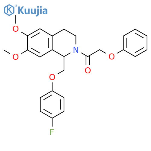 1-{1-(4-fluorophenoxy)methyl-6,7-dimethoxy-1,2,3,4-tetrahydroisoquinolin-2-yl}-2-phenoxyethan-1-one structure
