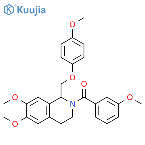 6,7-dimethoxy-2-(3-methoxybenzoyl)-1-(4-methoxyphenoxy)methyl-1,2,3,4-tetrahydroisoquinoline structure