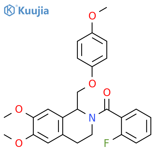 2-(2-fluorobenzoyl)-6,7-dimethoxy-1-(4-methoxyphenoxy)methyl-1,2,3,4-tetrahydroisoquinoline structure