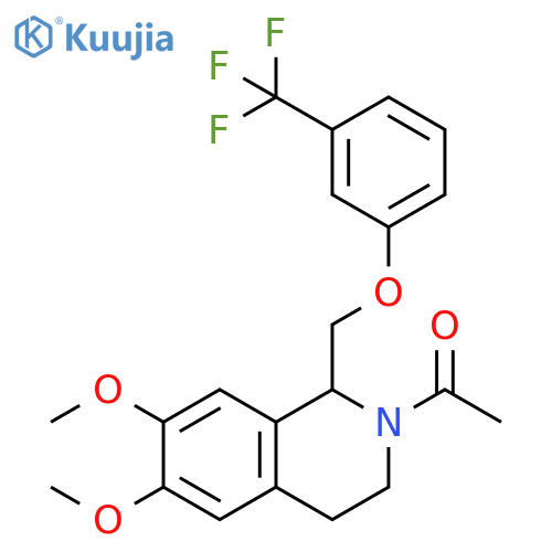 1-(6,7-dimethoxy-1-{3-(trifluoromethyl)phenoxymethyl}-1,2,3,4-tetrahydroisoquinolin-2-yl)ethan-1-one structure