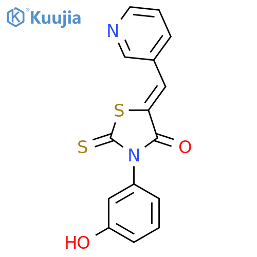 (5Z)-3-(3-hydroxyphenyl)-5-(pyridin-3-yl)methylidene-2-sulfanylidene-1,3-thiazolidin-4-one structure