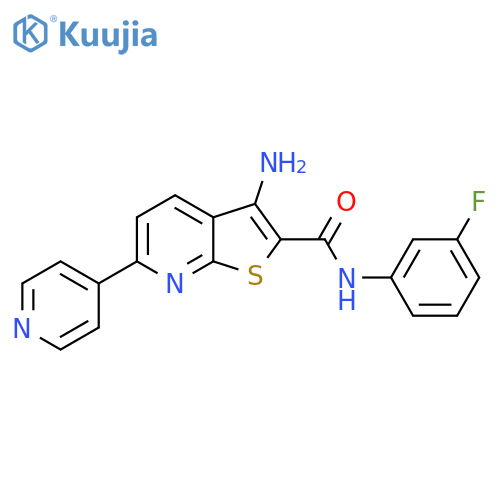 3-Amino-N-(3-fluorophenyl)-6-(pyridin-4-yl)thieno[2,3-b]pyridine-2-carboxamide structure