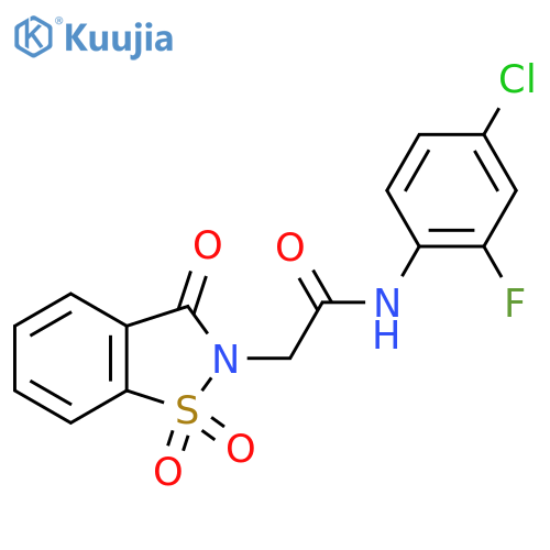 N-(4-chloro-2-fluorophenyl)-2-(1,1,3-trioxo-2,3-dihydro-1lambda6,2-benzothiazol-2-yl)acetamide structure