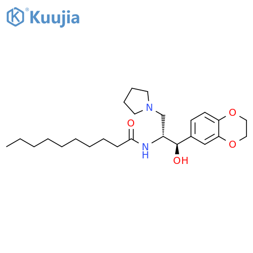 N-(1R,2R)-1-(2,3-dihydro-1,4-benzodioxin-6-yl)-1-hydroxy-3-(pyrrolidin-1-yl)propan-2-yldecanamide structure