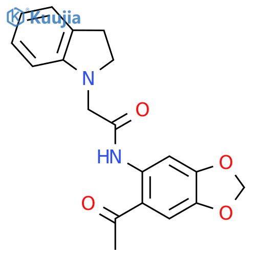 N-(6-Acetylbenzo[3,4-D]1,3-dioxolen-5-YL)-2-indolinylethanamide structure