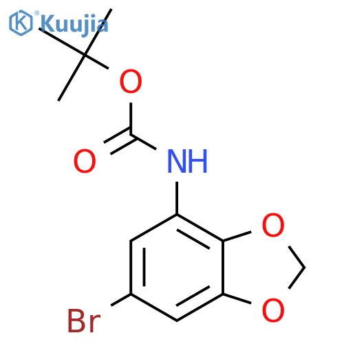 tert-butyl N-(6-bromo-1,3-dioxaindan-4-yl)carbamate structure