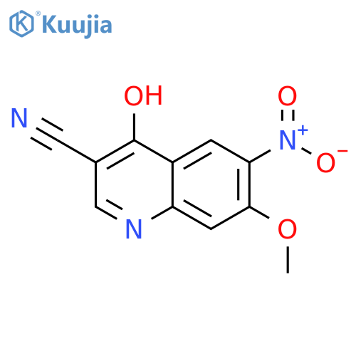 4-Hydroxy-7-methoxy-6-nitro-3-quinolinecarbonitrile, structure