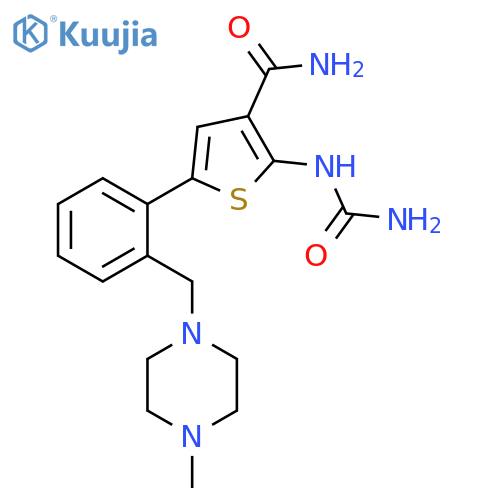 3-Thiophenecarboxamide,2-[(aminocarbonyl)amino]-5-[2-[(4-methyl-1-piperazinyl)methyl]phenyl]- structure